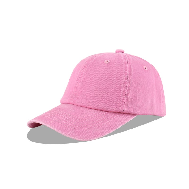 LANGZHEN Unisex Baseball Cap 100% Cotton Fits Men Women Washed Denim Adjustable Dad Hat(Pink, Large) - Image 1